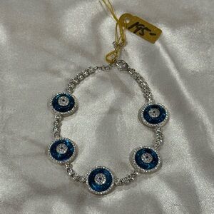 Elegant Silver and Blue Bracelet